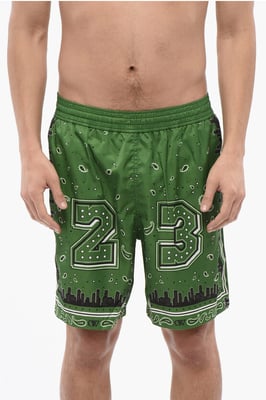 Bañador con estampado de bandana en verde