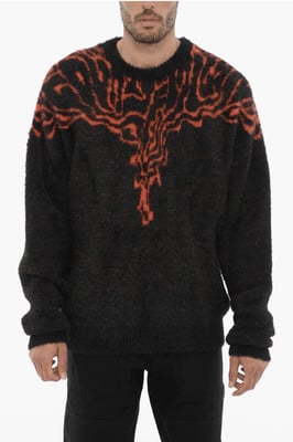 Jersey de cuello redondo de nailon con bordado en contraste en negro y rojo