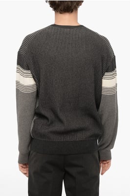 Suéter de cuello redondo de algodón y cachemira en gris