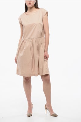 Vestido sin mangas de algodón Popelina en color beige