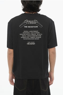 Camiseta de cuello redondo con diseño de banda de rock, GÉMINIS, entallada y con caída en negro