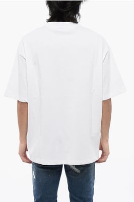 Camiseta holgada con estampado de diamantes de imitación en color blanco