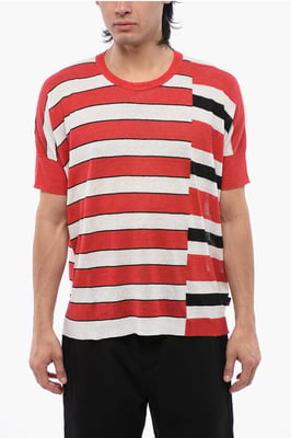 Camiseta de lino a rayas en color rojo