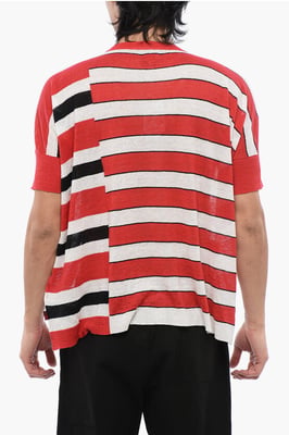 Camiseta de lino a rayas en color rojo