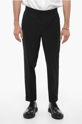 Pantalones de nailon REM con cintura elástica en color negro