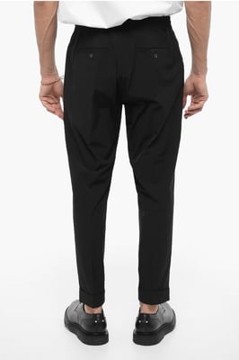 Pantalones de nailon REM con cintura elástica en color negro