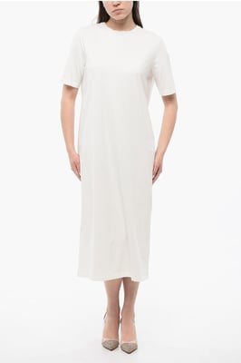 Vestido tipo camiseta de jersey de algodón en color blanco