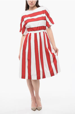Vestido sin mangas SCULLY de rayas en blanco y rojo