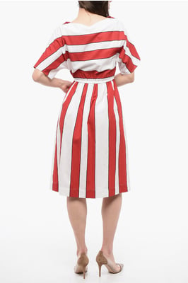 Vestido sin mangas SCULLY de rayas en blanco y rojo