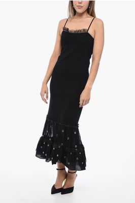 Vestido lencero con volantes en negro