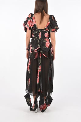 Vestido MM0 con estampado floral, escote ilusión y abertura en multicolor