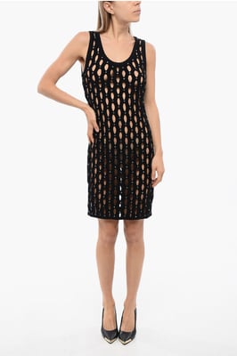 Vestido SALISA Calado con Aplicación de Cristales en Negro