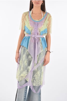 Vestido de encaje MM0 con cinturón en Multicolor