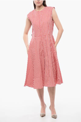 Vestido camisero midi de algodón con cuadros vichy en rojo de ARCHIVO