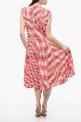 Vestido camisero midi de algodón con cuadros vichy en rojo de ARCHIVO