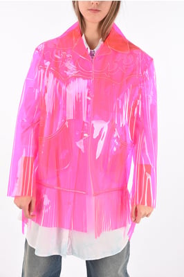 Chaqueta vaquera de PVC con flecos en color rosa