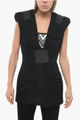 Chaleco acolchado de encaje con cierre de velcro en negro