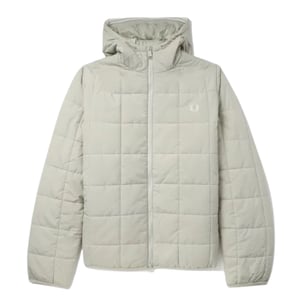 Chaqueta aislante Fred Perry con detalle de cuadrícula en blanco ostra claro