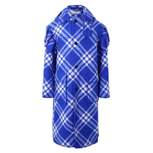 Chaqueta parka de lana con cuadros azules de Burberry
