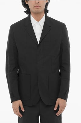 Blazer ajustado sin forro con bolsillos de parche en negro
