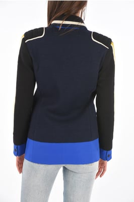 Blazer cruzado de punto MM0 con solapa de pico en azul y negro