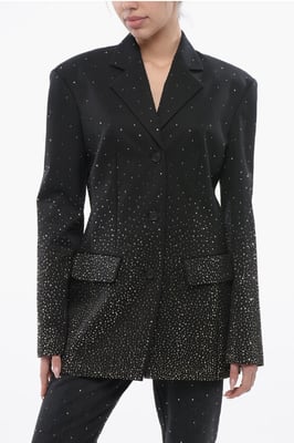 Blazer BLING de 3 botones con pedrería degradada en negro