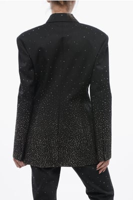 Blazer BLING de 3 botones con pedrería degradada en negro