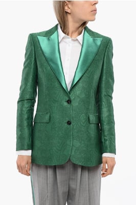 Blazer RANBU bordado con solapa de pico en verde