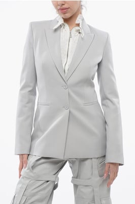 Blazer gris de corte entallado con solapa de pico CORPORATE TECH