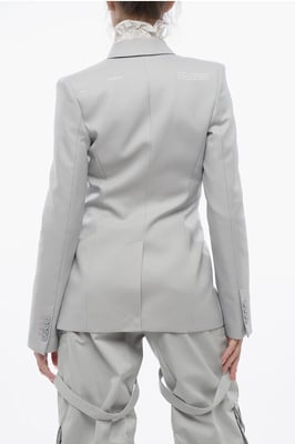 Blazer gris de corte entallado con solapa de pico CORPORATE TECH