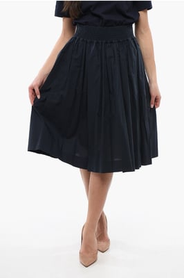 Falda midi acampanada de algodón Popeline en azul