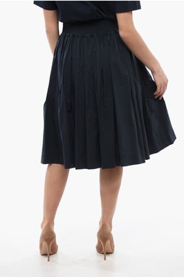 Falda midi acampanada de algodón Popeline en azul