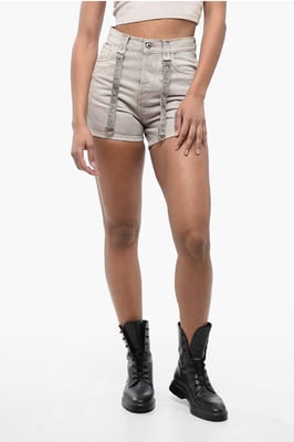 Shorts cargo de mezclilla con efecto lavado ácido en violeta