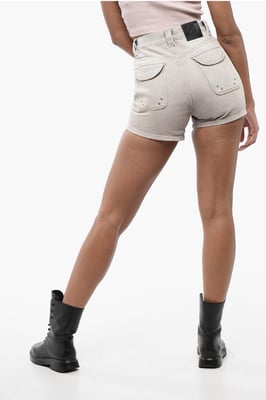 Shorts cargo de mezclilla con efecto lavado ácido en violeta
