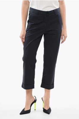 Pantalones chinos de corte corto de algodón elástico en azul