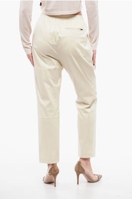 Pantalones chinos militares de algodón con cinturilla elástica en color beige