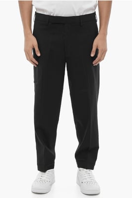 Pantalones chinos ajustados de color liso con tobillo ajustable en negro