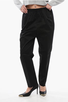 Pantalón chino militar con cintura elástica en negro