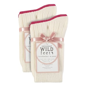 Paquete de 4 calcetines de bota de cachemira para damas | Calcetines de cama de lana de canalé cómodos y transpirables