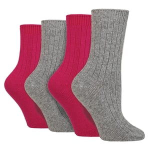 Paquete de 4 Calcetines de Botas de Cachemira para Damas | Calcetines de Lana Acogedores y Transpirables con Fuelle