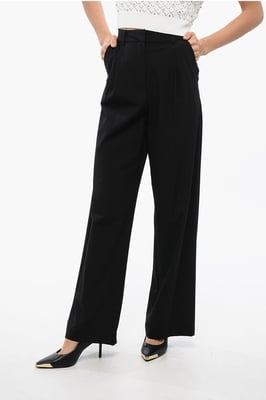 Pantalones DRUMMOND de pierna recta con pliegues en negro