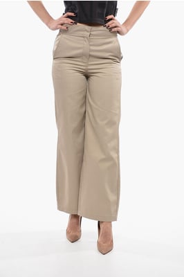 Pantalones rectos de cintura alta en beige