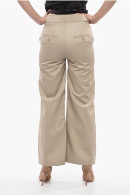 Pantalones rectos de cintura alta en beige