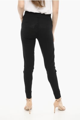 Leggings de verano de algodón con malla lateral en negro