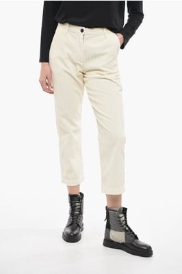 Pantalones anchos de pana en blanco