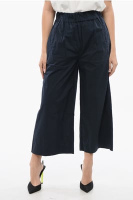 Pantalones de algodón Popeline de corte tobillero en azul