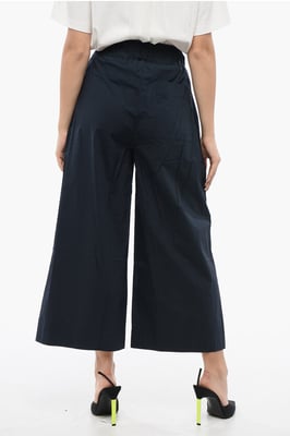 Pantalones de algodón Popeline de corte tobillero en azul