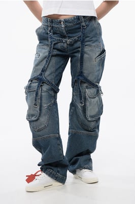Vaqueros cargo holgados con cintura regular en azul
