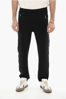 Joggers ajustados con estampado de rayos laterales en negro