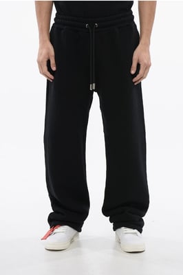 Joggers de algodón cepillado con bordado BANDANA en negro